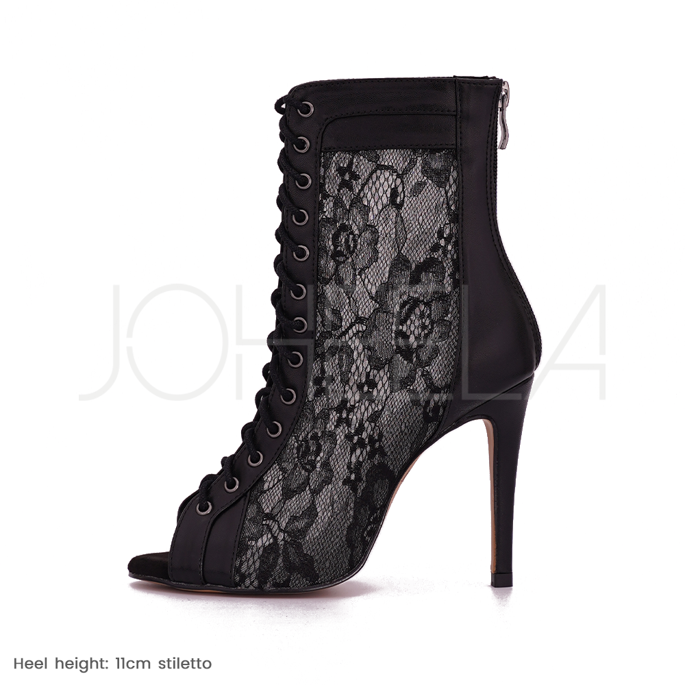 Cute black booties heels hotsell