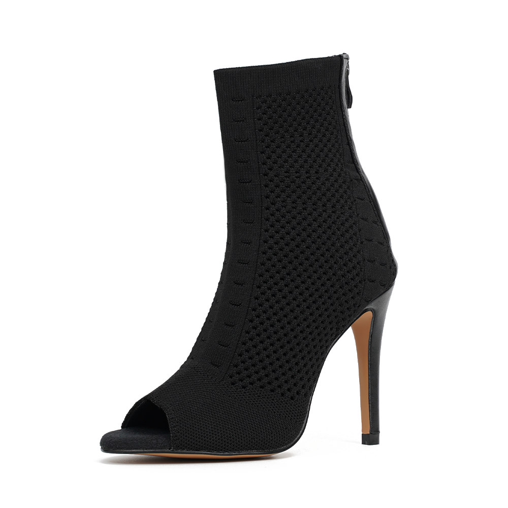 Chaussures De Danse Talons Peep Toe Pour Femme - Bottines Salsa Bachata, Cuir PU, Talons, Lacets - 3